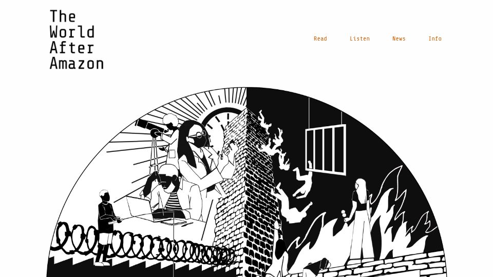 Screenshot of afteramazon.world: To 'Reclaim Future-Making', Amazon Workers Published Collection of SciFi Stories