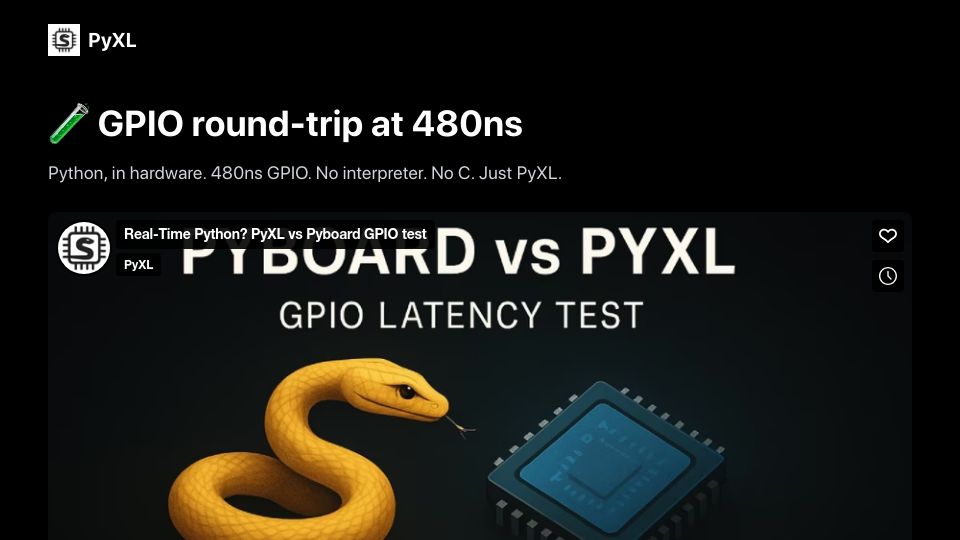 Screenshot of runpyxl.com: Show HN: I built a hardware processor that runs Python