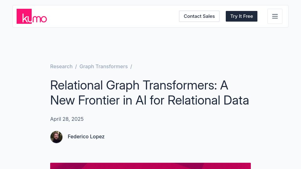 Screenshot of kumo.ai: Relational Graph Transformers