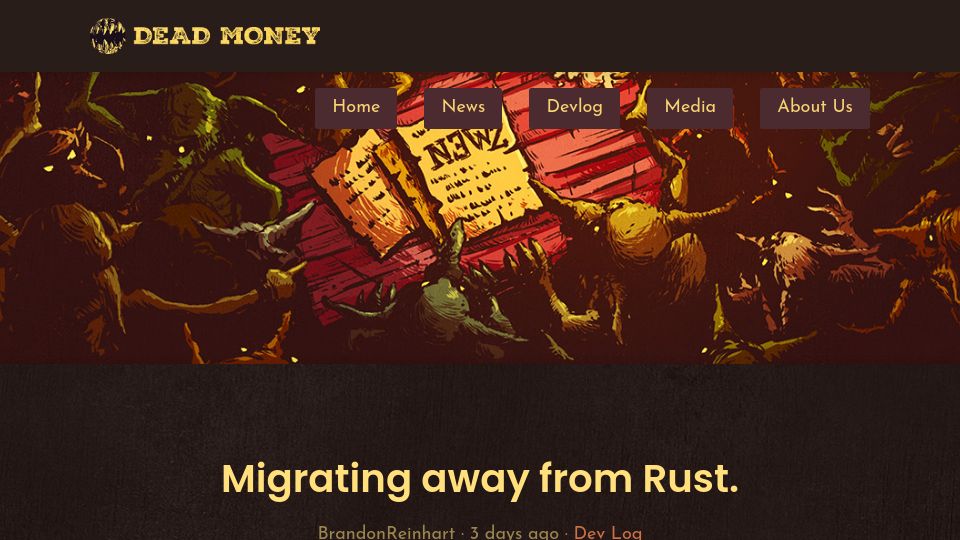 Screenshot of deadmoney.gg: Migrating away from Rust