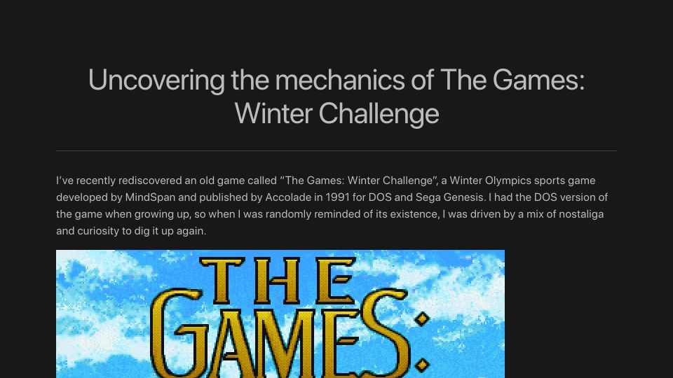 Screenshot of mrwint.github.io: Uncovering the mechanics of The Games: Winter Challenge