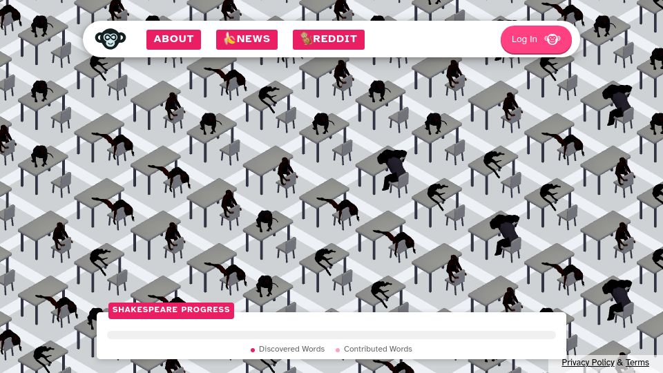 Screenshot of monkeys.zip: Show HN: Monkeys.zip – 3000 Monkeys on Typewriters