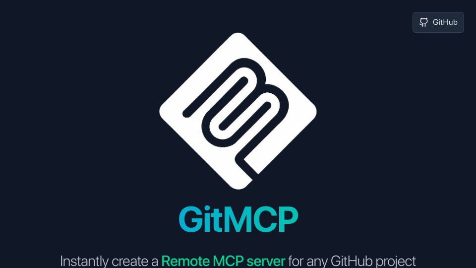 Screenshot of gitmcp.io: Show HN: GitMCP is an automatic MCP server for every GitHub repo