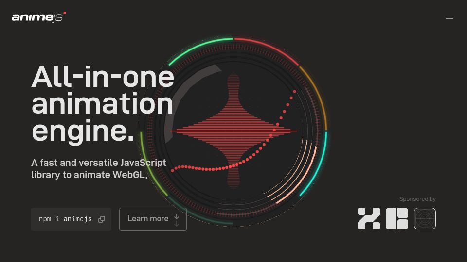 Screenshot of animejs.com: AnimeJs v4 Is Here