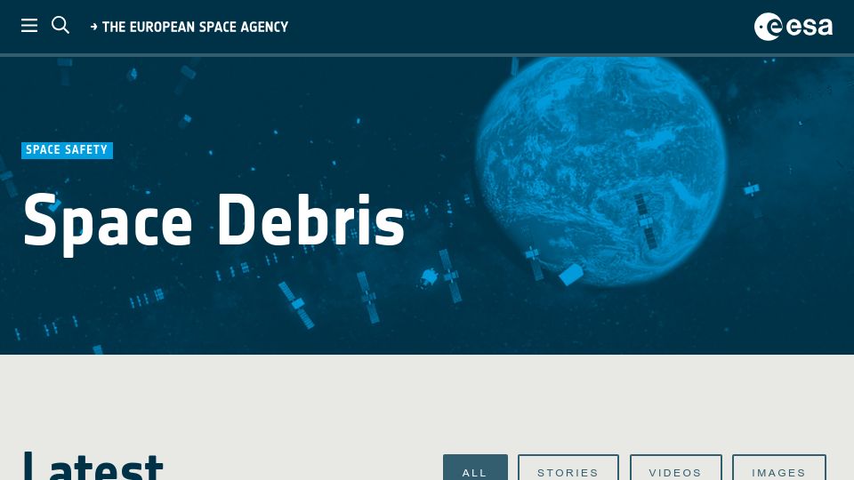 Screenshot of esa.int: Space Debris: Is It a Crisis?