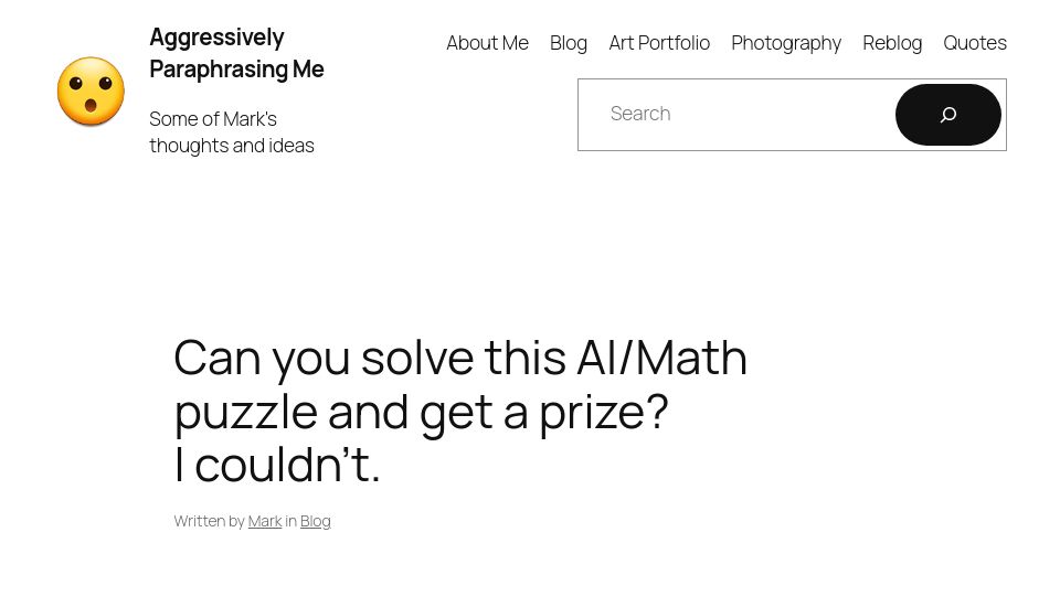 Screenshot of aggressivelyparaphrasing.me: AI/Math Puzzle