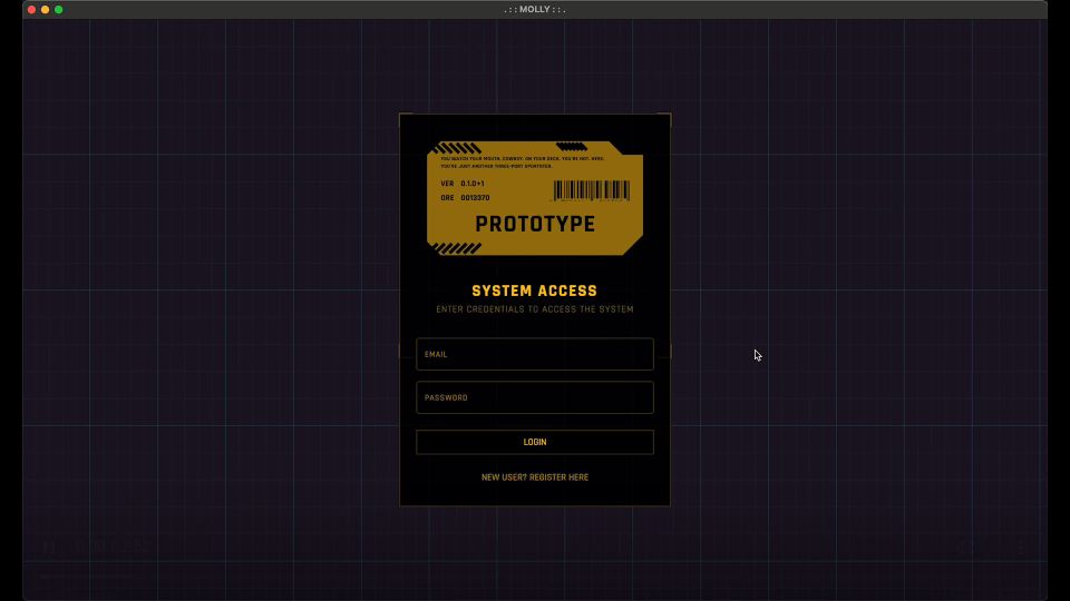 Screenshot of static.mollohq.com: Showcase: Working on a voice/text chat app in a cyberpunk style