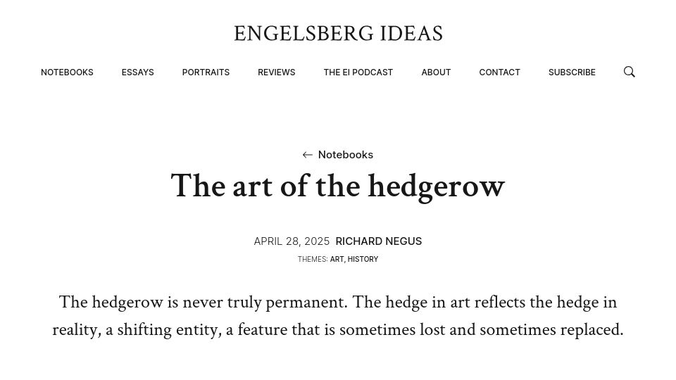 Screenshot of engelsbergideas.com: Art of the Hedgerow