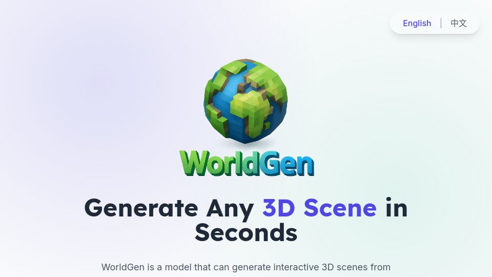 Screenshot of worldgen.github.io: WorldGen: Open-source 3D scene generator for Game/VR/XR