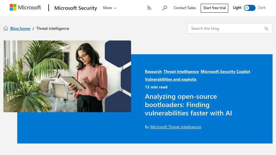 Screenshot of microsoft.com: Microsoft reports several bootloader vulnerabilities