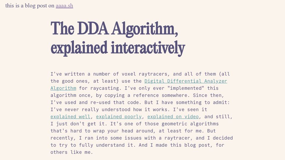 Screenshot of aaaa.sh: The DDA Algorithm, explained interactively