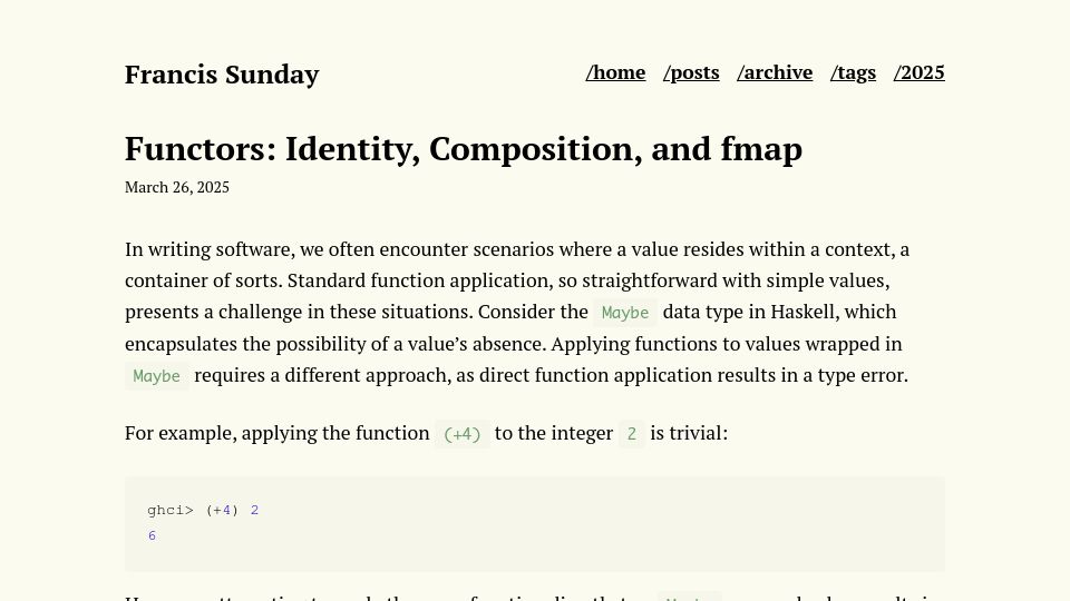 Screenshot of codehakase.com: Functors: Identity, Composition, and fmap