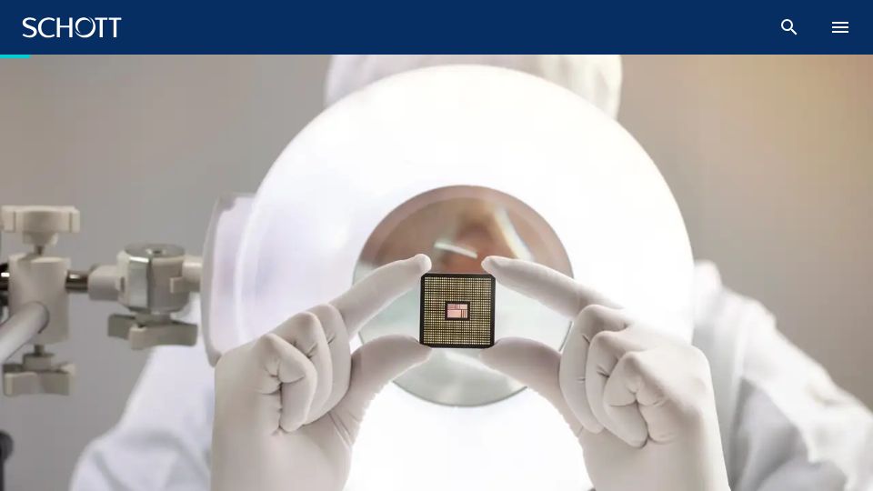 Screenshot of schott.com: Does the future of AI depend on glass?