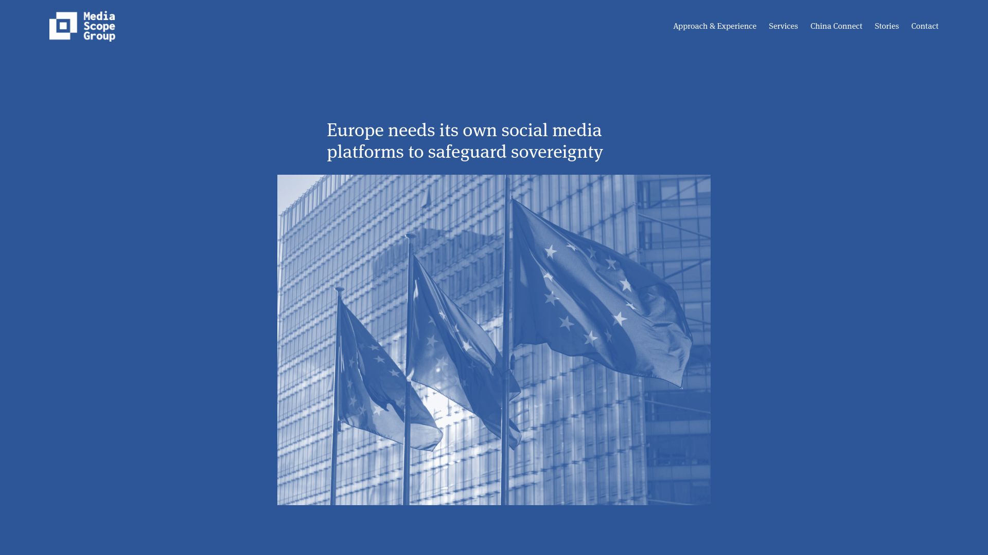 Screenshot of mediascope.group: Europe needs its own social media platforms to safeguard sovereignty