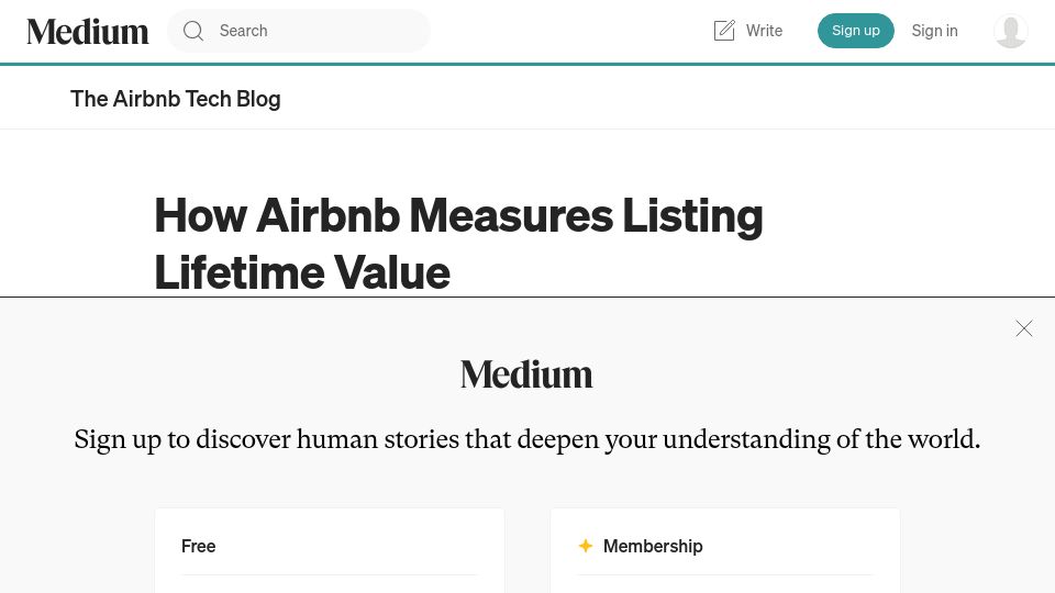 Screenshot of medium.com: How Airbnb measures listing lifetime value