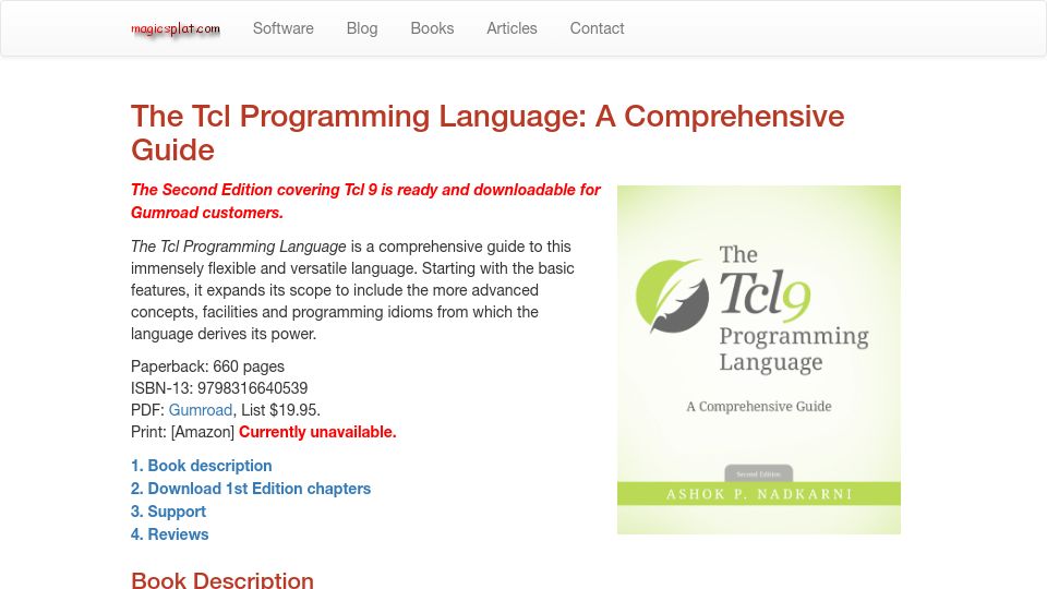 Screenshot of magicsplat.com: The Tcl Programming Language: A Comprehensive Guide (2nd Edition)