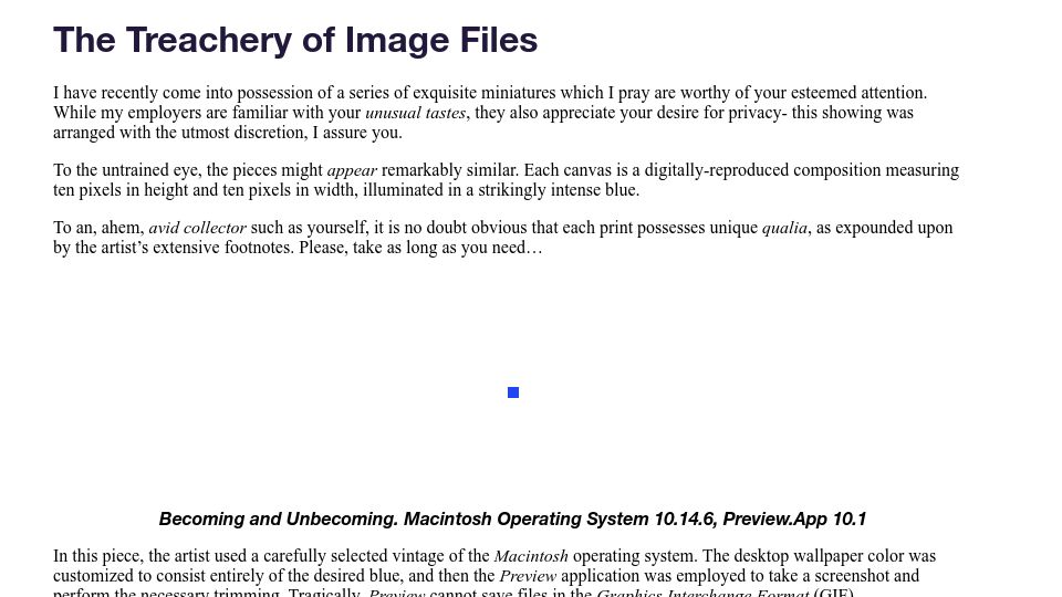 Screenshot of beyondloom.com: The Treachery of Image Files (2020)
