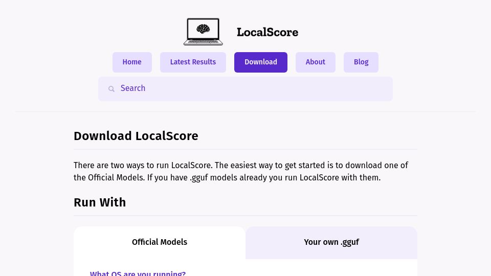 Screenshot of localscore.ai: Show HN: LocalScore – Local LLM Benchmark