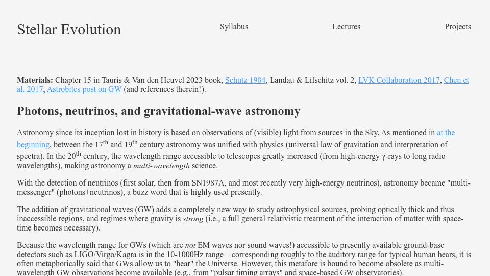 Screenshot of as.arizona.edu: Photons, neutrinos, and gravitational-wave astronomy