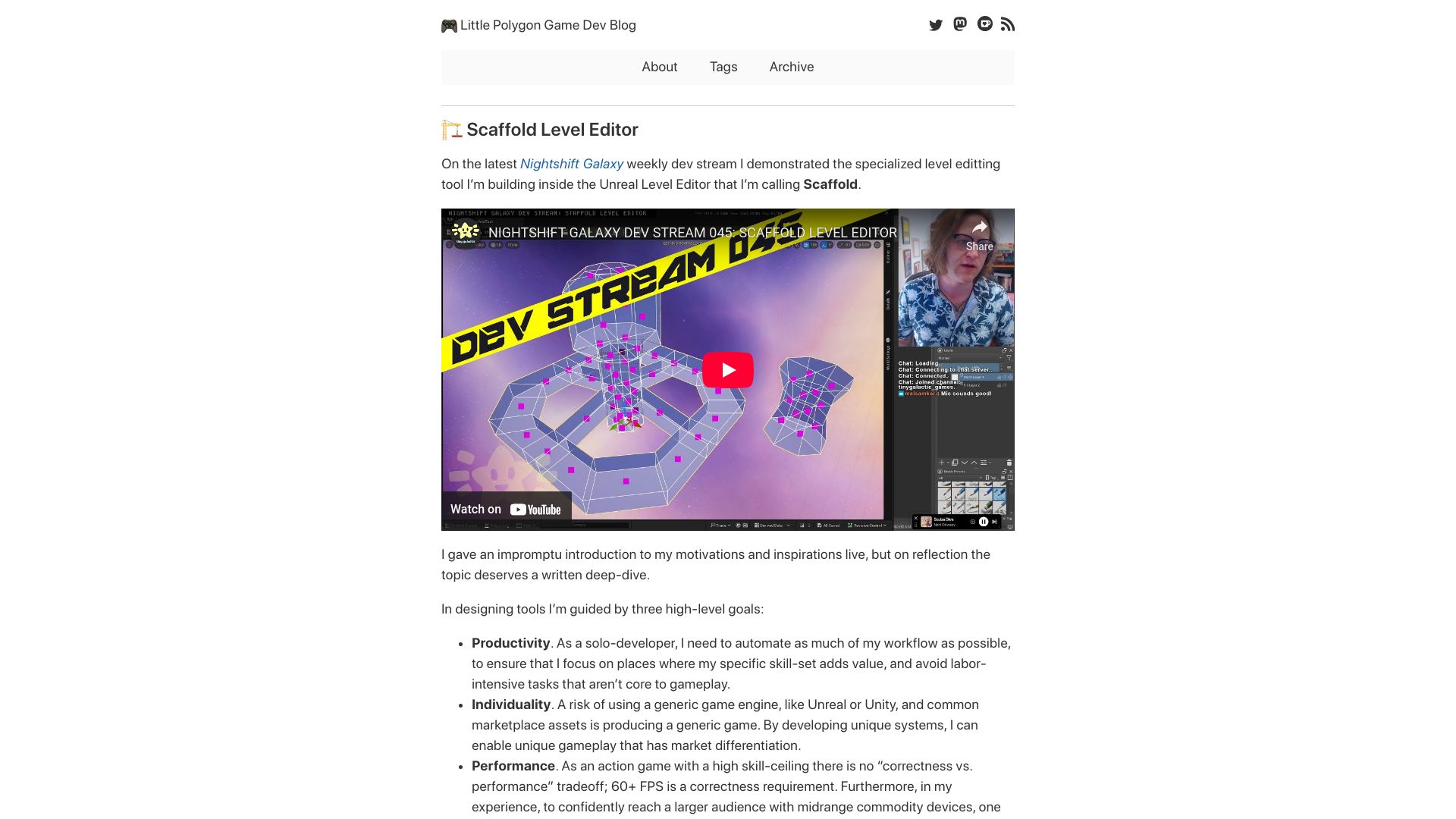 Screenshot of blog.littlepolygon.com: Scaffold Level Editor