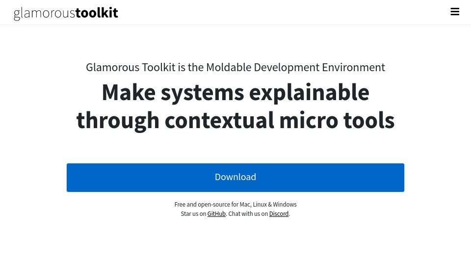 Screenshot of gtoolkit.com: Glamorous Toolkit