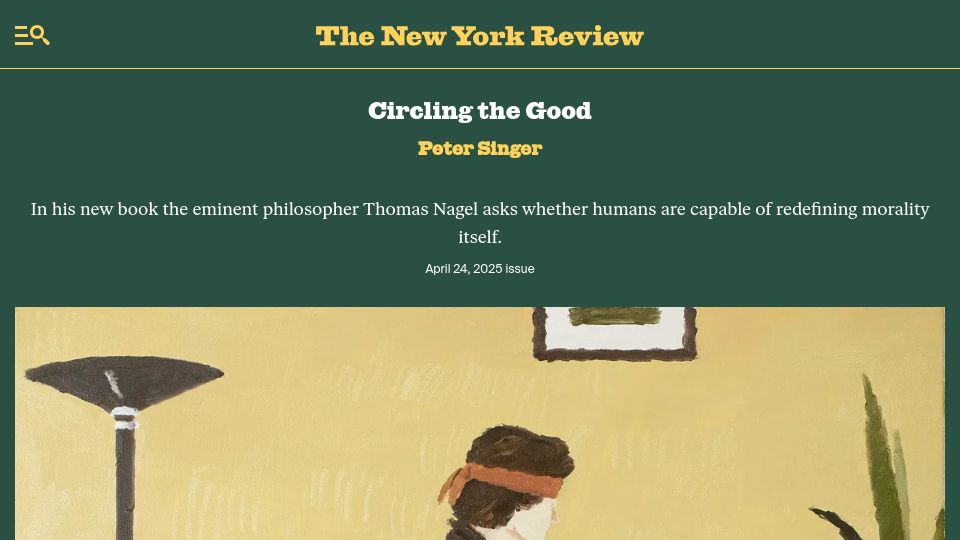 Screenshot of nybooks.com: Circling the Good