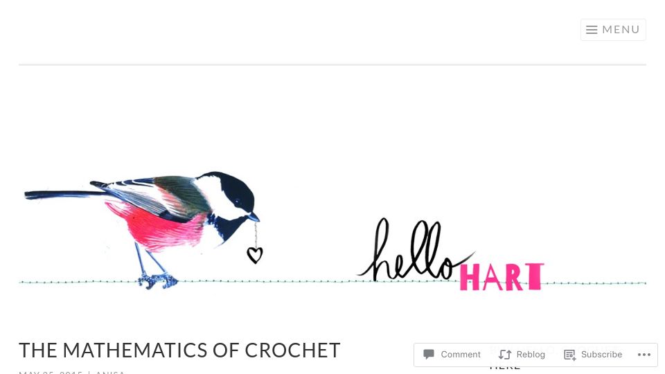 Screenshot of hellohartblog.wordpress.com: The Mathematics of Crochet