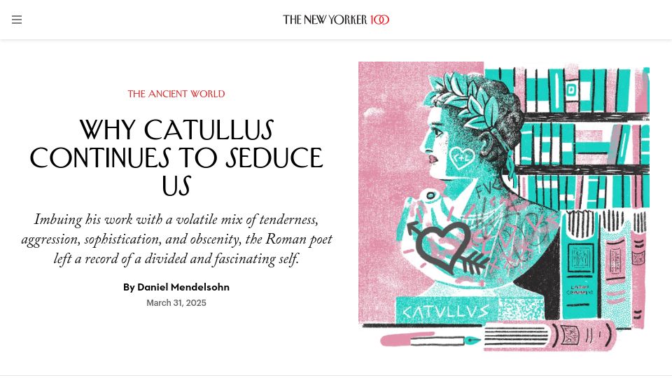 Screenshot of newyorker.com: Why Catullus continues to seduce us