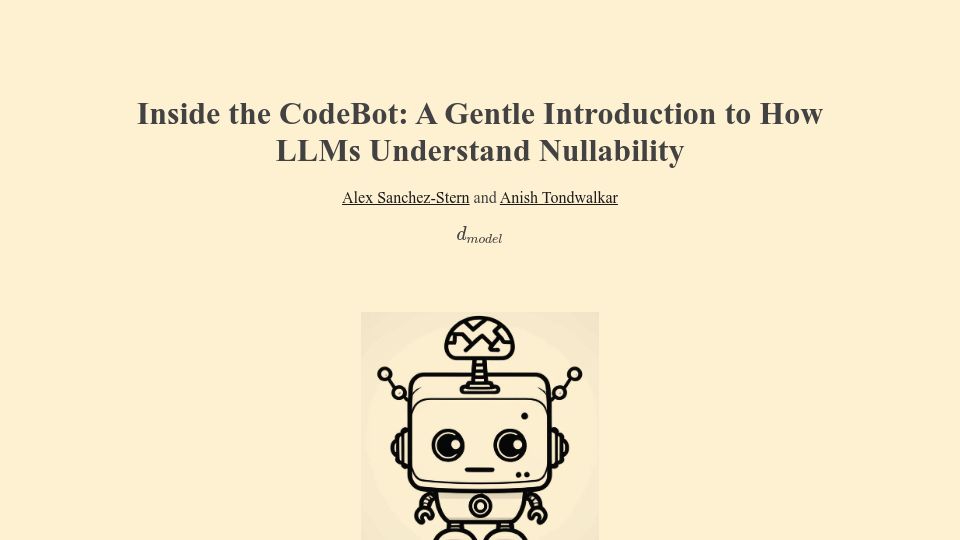 Screenshot of dmodel.ai: LLMs understand nullability
