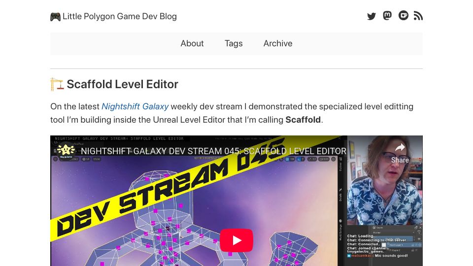 Screenshot of blog.littlepolygon.com: Scaffold Level Editor
