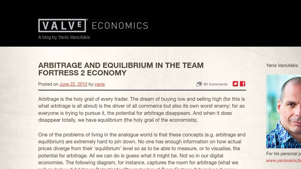 Screenshot of web.archive.org: Arbitrage and equilibrium in the Team Fortress 2 economy (2012)
