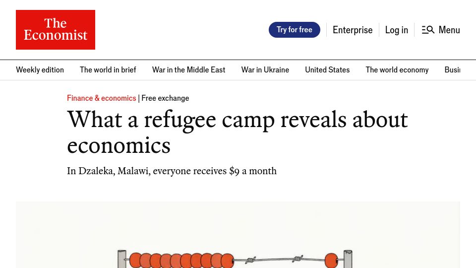 Screenshot of economist.com: What a refugee camp reveals about economics
