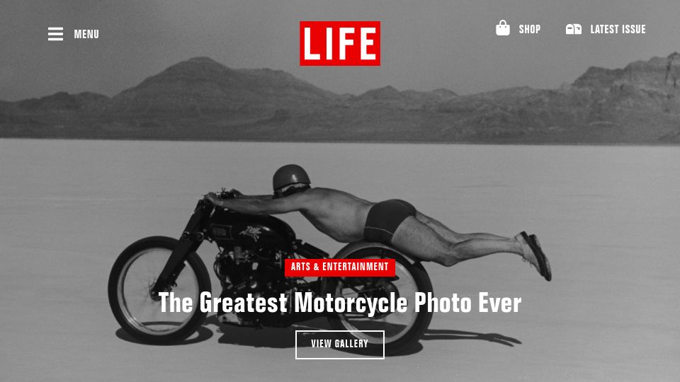 Screenshot of life.com: The Greatest Motorcycle Photo