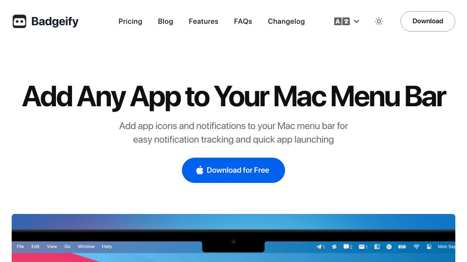 Screenshot of badgeify.app: Show HN: Badgeify – Add Any App to Your Mac Menu Bar