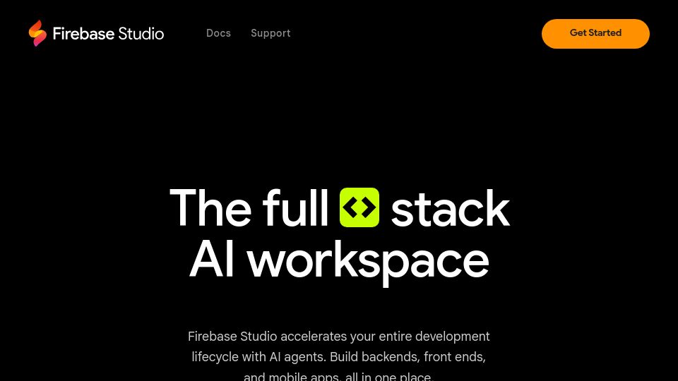 Screenshot of firebase.studio: Firebase Studio