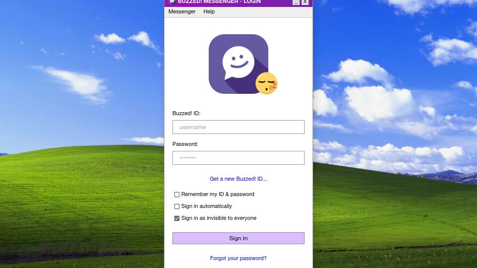 Screenshot of buzzed.chat: Show HN: I built a Yahoo Messenger-inspired web chat app – pure nostalgia