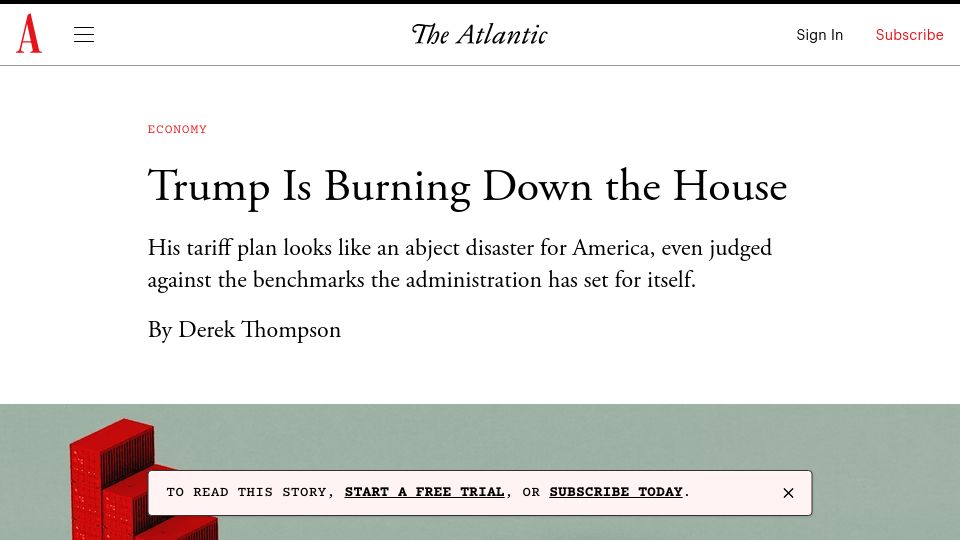 Screenshot of theatlantic.com: The Dumbest Economic Policy in Modern History