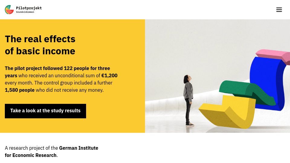 Screenshot of pilotprojekt-grundeinkommen.de: Basic Income Pilot Project: Study results