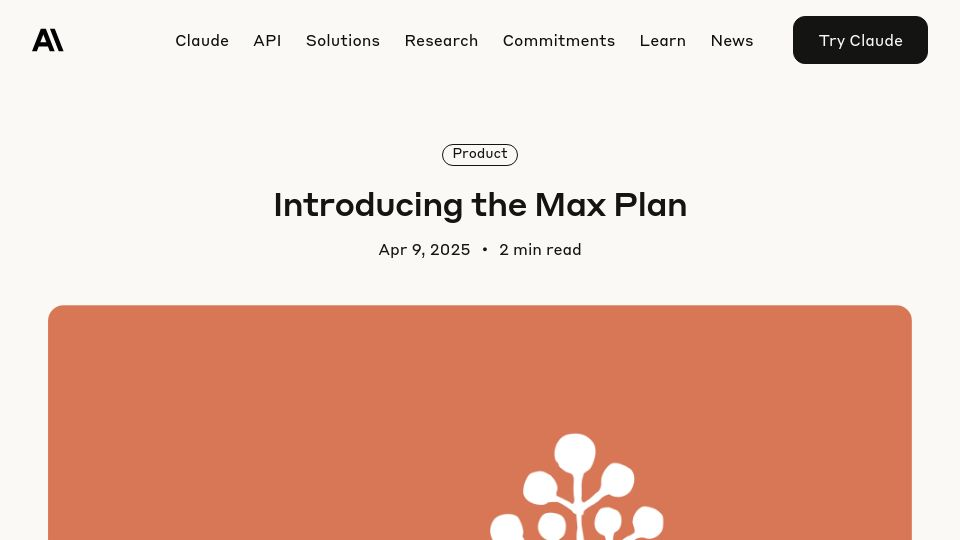 Screenshot of anthropic.com: Claude's Max Plan