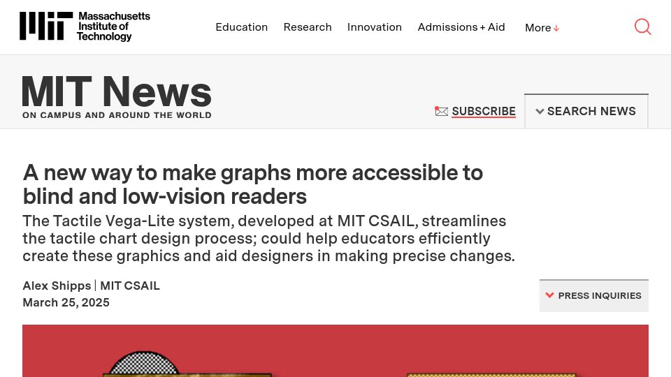 Screenshot of news.mit.edu: A new way to make graphs more accessible to blind and low-vision readers