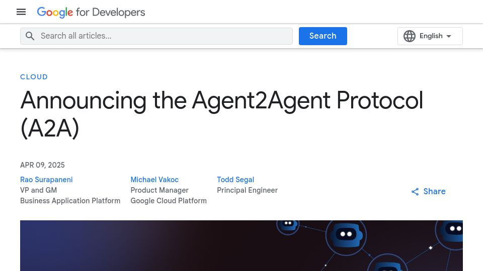 Screenshot of developers.googleblog.com: The Agent2Agent Protocol (A2A)