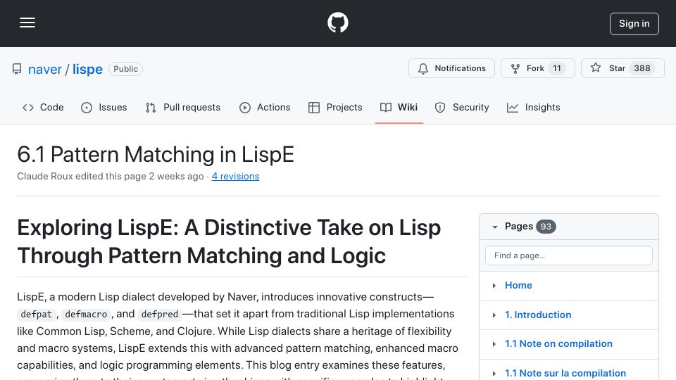 Screenshot of github.com: Beyond Traditional Pattern Matching in Lisp