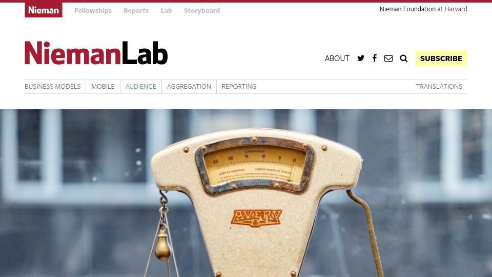 Screenshot of niemanlab.org: Who isn't a big fan of "impartial" news? People who don't have power