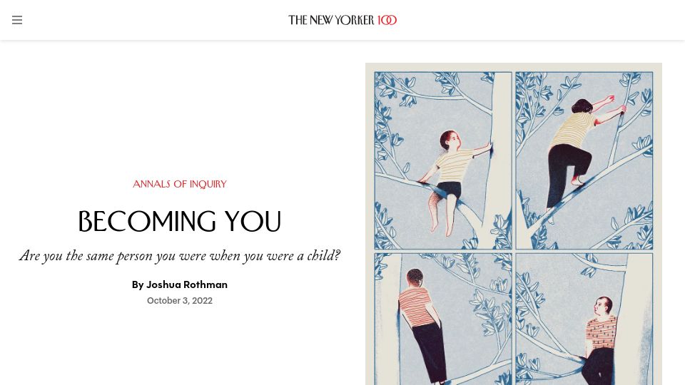 Screenshot of newyorker.com: Are you the same person you used to be? (2022)