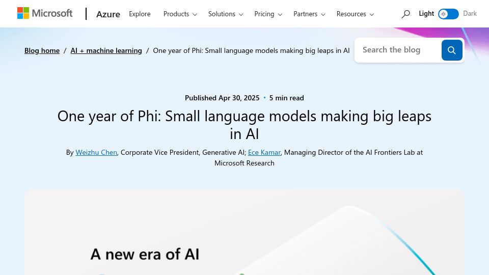 Screenshot of azure.microsoft.com: Phi-4 Reasoning Models