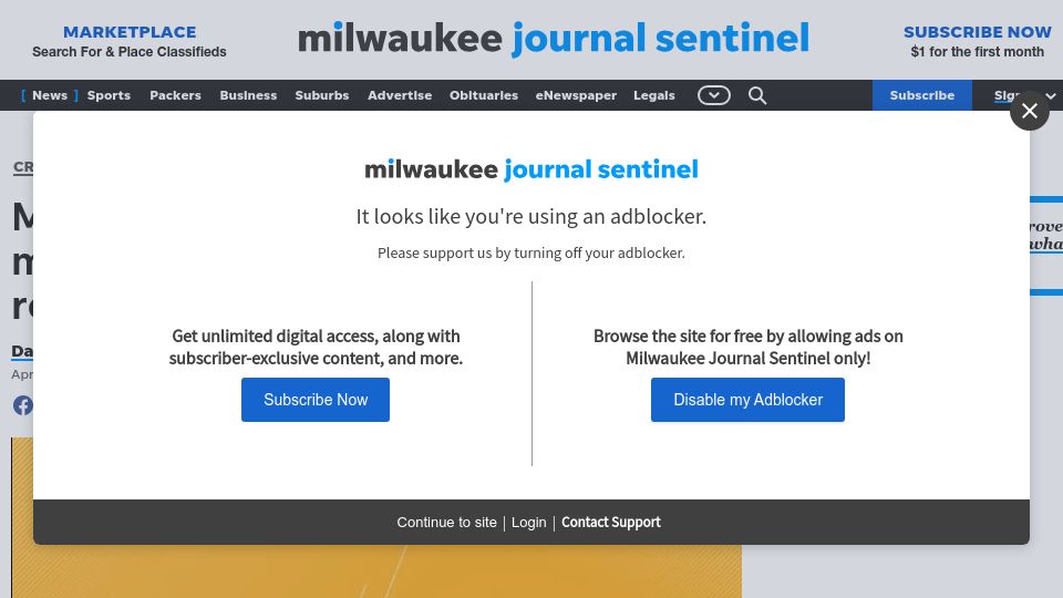 Screenshot of jsonline.com: Milwaukee police considering trading mugshots for facial recognition tech