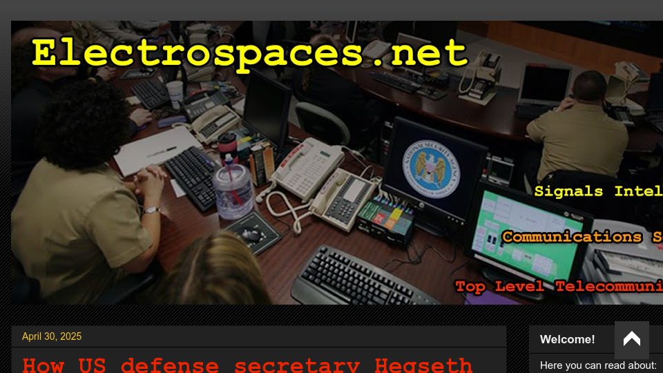Screenshot of electrospaces.net: How the US defense secretary circumvents official DoD communications equipment