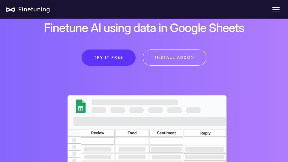 Screenshot of promptrepo.com: Show HN: Create your own finetuned AI model using Google Sheets