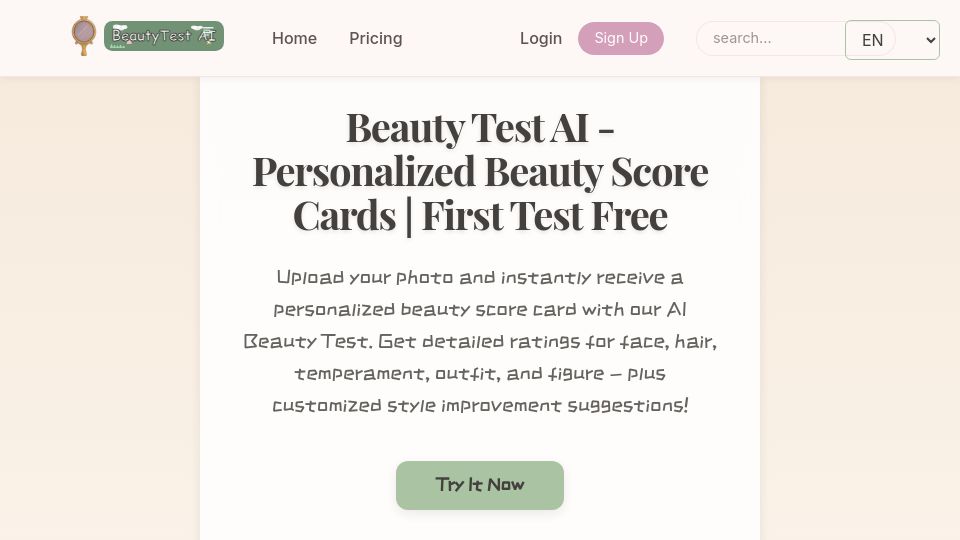 Screenshot of beautytestai.com: Show HN: Using AI to test the beauty for you