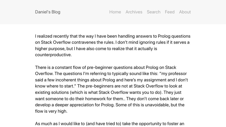 Screenshot of storytotell.org: Prolog's Eternal September (2017)